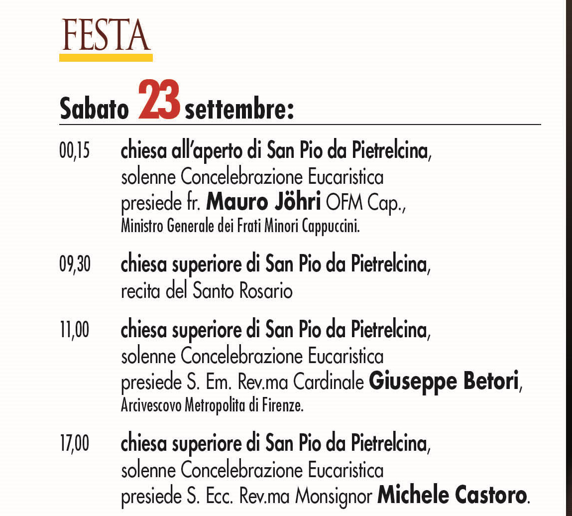 programma festa di san pio 2017